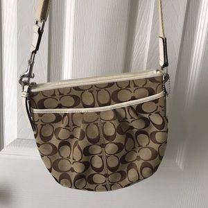 White and tan, Coach crossbody purse